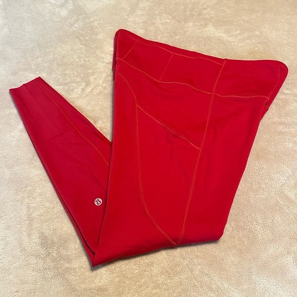 Lululemon Dark Red Fast and Free Tights - Picture 2 of 7